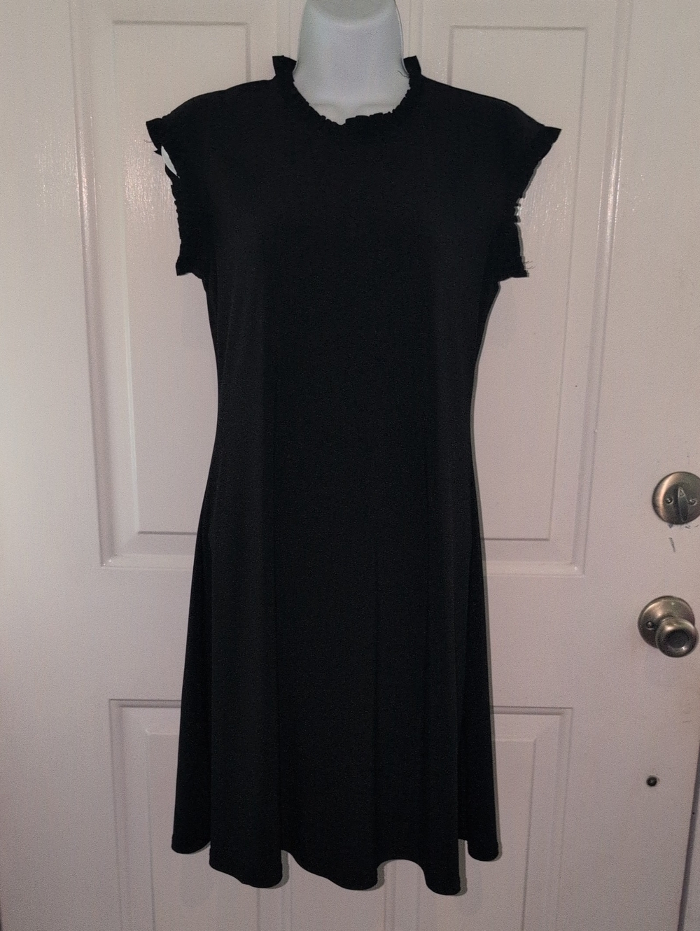 Nicole Miller Black Midi Dress with Ruffled Trim